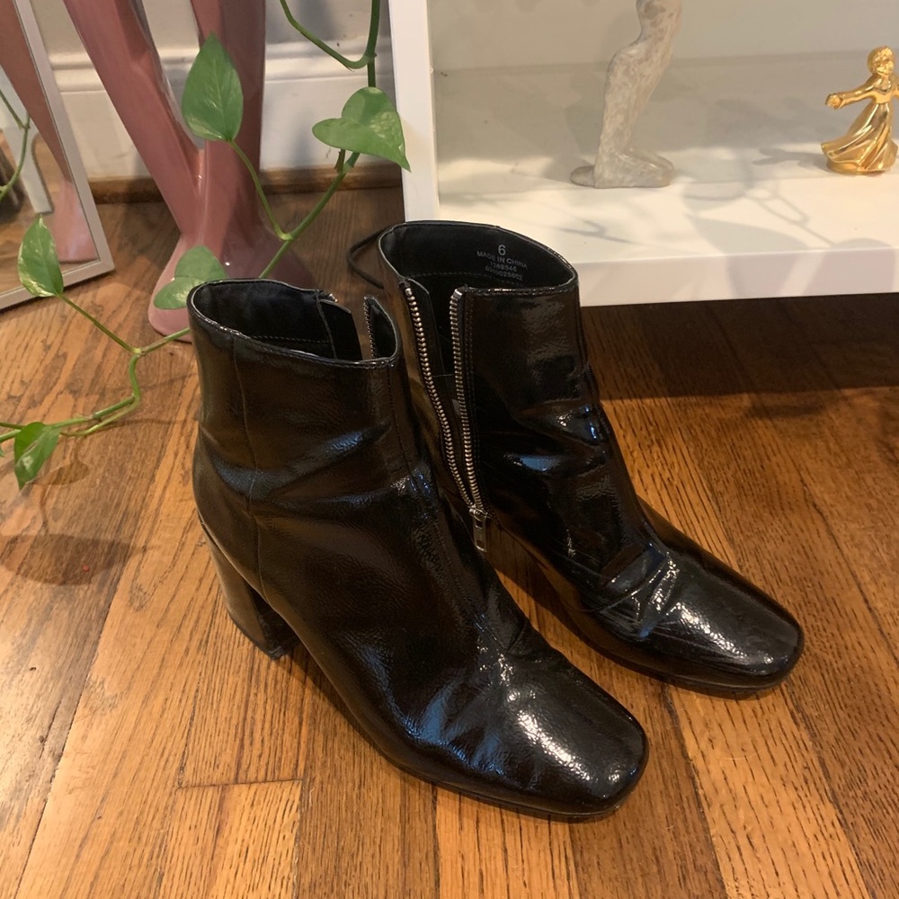 Patent ankle boots
